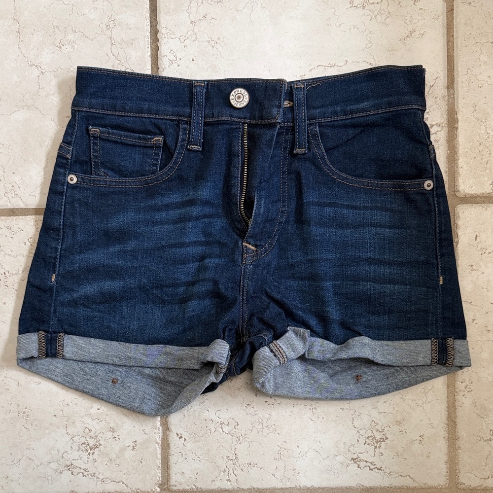 Express Dark Wash Denim Cuffed Women’s Shorts